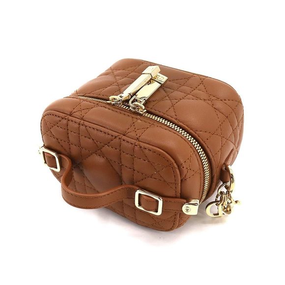 CHRISTIAN DIOR Lady Micro Vanity 2way Hand Shoulder Bag Leather Brown Case - Picture 5 of 10